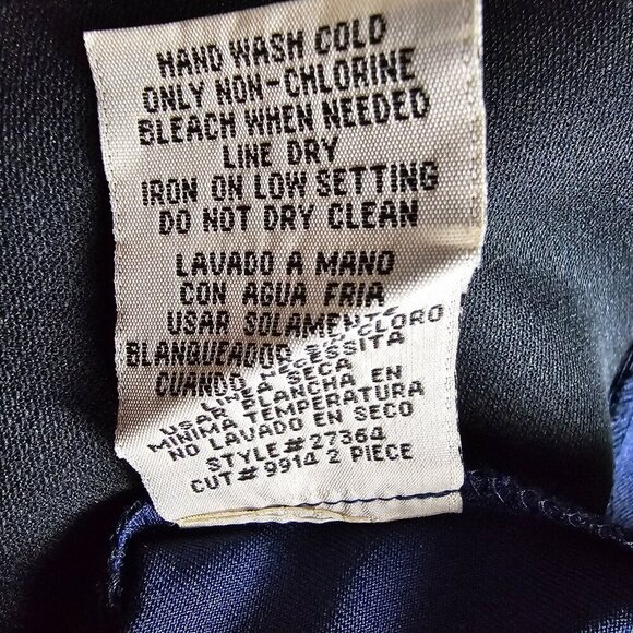 Maya Brooke Two-Piece Sleeveless And Crop Navy Blue Sequins Jacket Dress - Picture 9 of 16